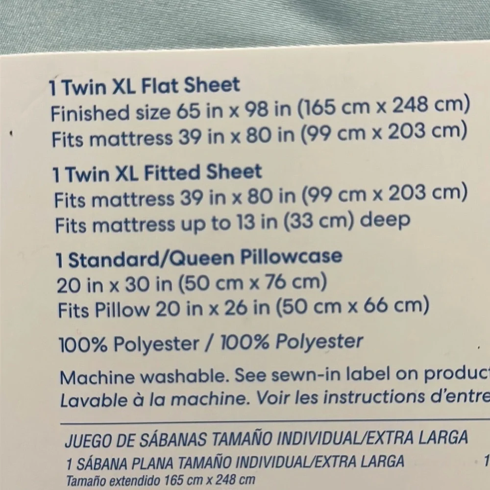 NWT Simply Essential Light Blue Twin XL Sheets